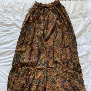 bohemian brown floral maxi skirt